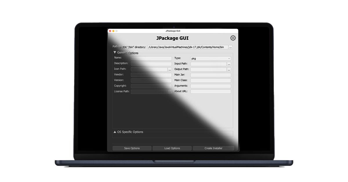 JPackage GUI Mockup